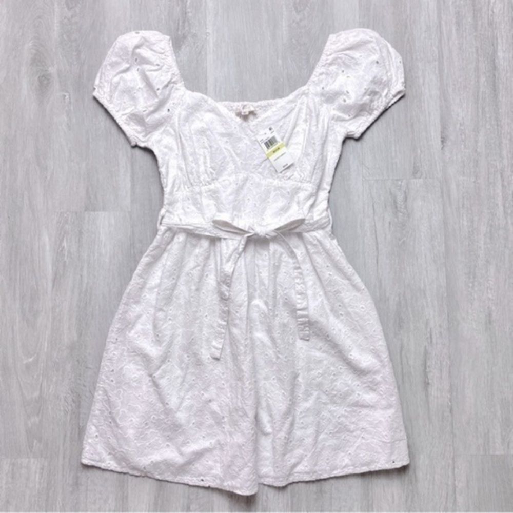 Women's M NWT White 100% Cotton Short Sleeve Summer Dress New